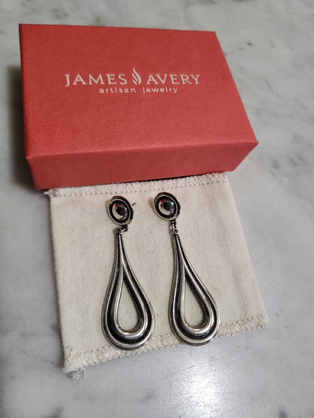 James Avery Sterling Silver 925 Open Tear Drop Dangle Earrings